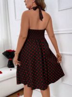 Rochie Scurta Osmo Neagra cu Buline Rosii - imagine 2