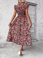 Rochie Lunga Suzan Albastra Cu Model Floral Multicolor - imagine 2