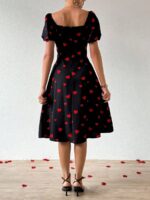 Rochie Midi Corsina Neagra Cu Inimioare Rosii - imagine 2