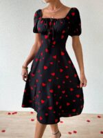 Rochie Midi Corsina Neagra Cu Inimioare Rosii - imagine 5