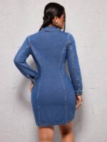 Rochie Scurta Greysi Din Denim Cu Nasturi - imagine 2