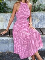 Rochie Lunga Yasmina Alba Cu Imprimeu Geometric Roz - imagine 5