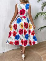 Rochie Lunga Vesna Alba Cu Model Floral Multicolor - imagine 2