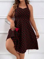 Rochie Scurta Osmo Neagra cu Buline Rosii - imagine 3
