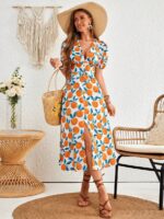 Rochie Midi Anastacia Alba Cu Model Cu Fructe - imagine 3