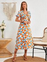Rochie Midi Anastacia Alba Cu Model Cu Fructe - imagine 4