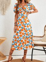 Rochie Midi Anastacia Alba Cu Model Cu Fructe