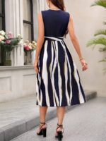 Rochie Midi Brielle Bleumarin Cu Cordon - imagine 2