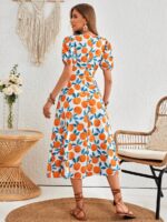 Rochie Midi Anastacia Alba Cu Model Cu Fructe - imagine 2