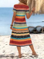Rochie Midi Ranka Cu Dungi Multicolore - imagine 2