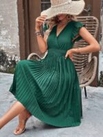 Rochie Midi Elitha Verde Cu Pliuri - imagine 3