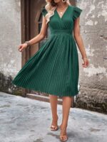 Rochie Midi Elitha Verde Cu Pliuri - imagine 5