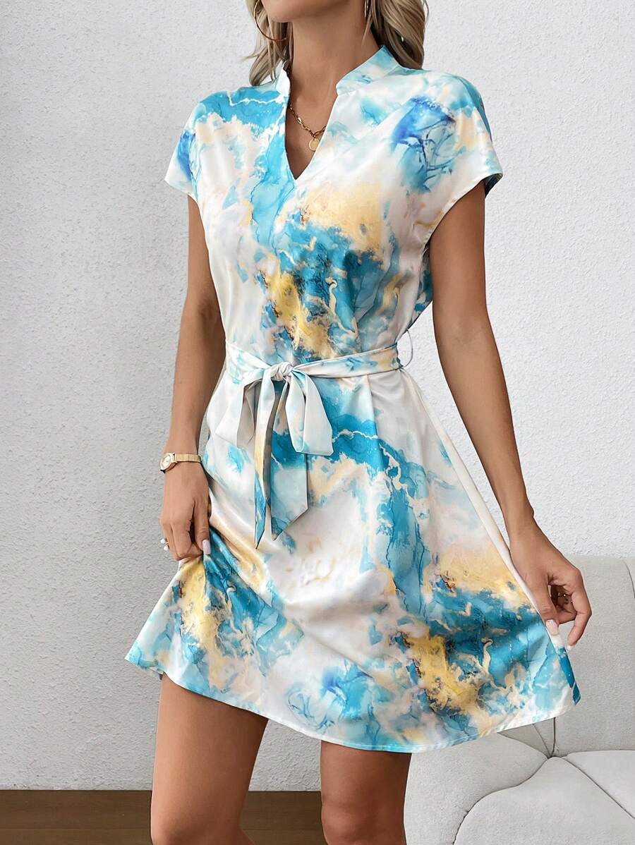 89 Rochie Scurta Malia Alba Cu Imprimeu Multicolor - imagine 1