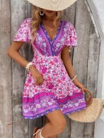 Rochie Scurta Svenja Alba Inflorata