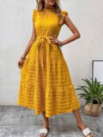 Rochie Lunga Valinda Galbena Cu Cordon