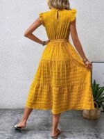 Rochie Lunga Valinda Galbena Cu Cordon - imagine 2