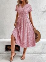 Rochie Midi Marija Roz Cu Print Multicolor