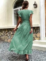 Rochie Lunga Rona Verde Cu Buline Albe - imagine 2