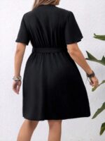 Rochie Scurta Melany Neagra Cu Cordon - Marimi Mari - imagine 2