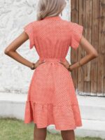Rochie Scurta Heniuta Portocalie Cu Buline Negre - imagine 2