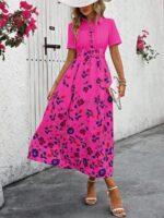 Rochie Lunga Zerlina Roz Inflorata - imagine 3