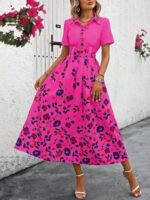 Rochie Lunga Zerlina Roz Inflorata - imagine 4
