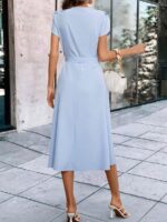 Rochie Midi Tania Bleu Cu Cordon - imagine 2