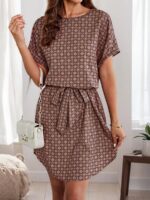 Rochie Scurta Edona Maro Cu Print Geometric Negru