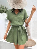 Salopeta Scurta Minerva Khaki Cu Cordon - imagine 3