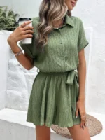 Salopeta Scurta Minerva Khaki Cu Cordon - imagine 4