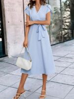 Rochie Midi Tania Bleu Cu Cordon