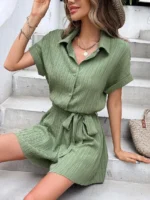 Salopeta Scurta Minerva Khaki Cu Cordon - imagine 5