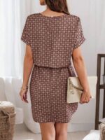 Rochie Scurta Edona Maro Cu Print Geometric Negru - imagine 2