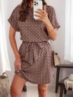 Rochie Scurta Edona Maro Cu Print Geometric Negru - imagine 3