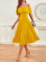Rochie Midi Jolanda Galbena Cu Pliuri - imagine 5