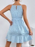 Rochie Scurta Louanna Bleu Cu Print Alb - imagine 2