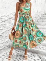 Rochie Lunga Anida Cu Print Geometric Multicolor