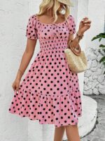 Rochie Scurta Polina Roz Cu Buline Negre - imagine 4