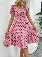 Rochie Scurta Polina Roz Cu Buline Negre - imagine 5
