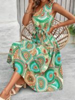 Rochie Lunga Anida Cu Print Geometric Multicolor - imagine 3