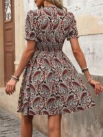 Rochie Scurta Bogna Bleu Cu Print Geometric Multicolor - imagine 2