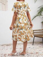 Rochie De Maternitate Midi Salvina Bej Inflorata - imagine 2