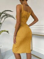 Rochie Midi Talita Galben Mustar Cu Buline Albe - imagine 2