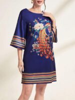 Rochie Scurta Carlita Albastra Cu Print Multicolor - imagine 3