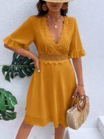 Rochie Scurta Ellina Galben Mustar