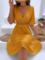 Rochie Scurta Ellina Galben Mustar - imagine 4