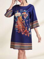 Rochie Scurta Carlita Albastra Cu Print Multicolor