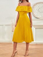 Rochie Midi Jolanda Galbena Cu Pliuri