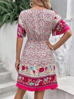 Rochie Scurta Selina Alba Cu Model Floral Multicolor - imagine 2