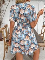 Rochie Scurta Magaly Albastru Deschis Inflorata - imagine 2